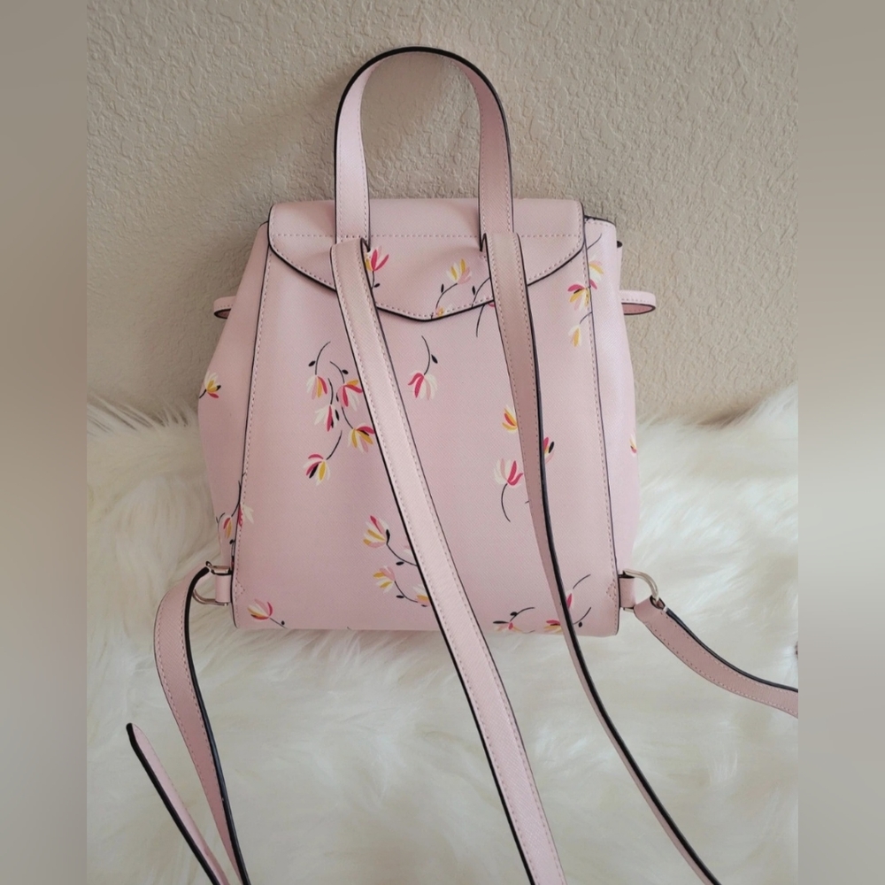 Kate Spade Lizzie Medium Flap Backpack - Pink Floral - Picture 2 of 7